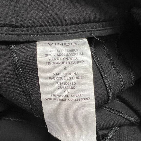 VINCE Skinny Pants SIZE 4 Black Stretch Ponte Ankle Trousers FLAW - Picture 7 of 14